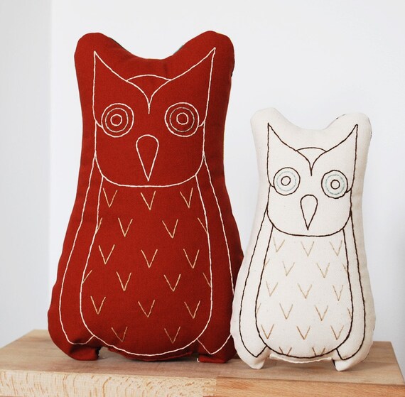 Items similar to large owl pillow in burnt orange on Etsy