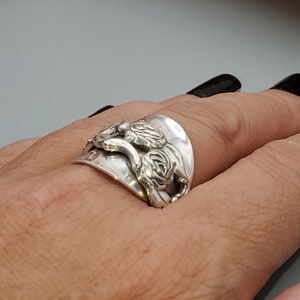 Classic Silver-Plated Nils Johan Sweden Repurposed Flatware Bypass Ring, Vintage Upcycled Spoon Ring, Bohemian Wrap Ring image 9