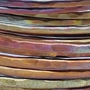 Stacking Ultra Slim Hammered Copper Bangles, Flame Painted Copper, set of bangles, wire bangles, delicate copper bangles, graduation gift, image 6