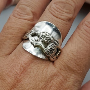 Classic Silver-Plated Nils Johan Sweden Repurposed Flatware Bypass Ring, Vintage Upcycled Spoon Ring, Bohemian Wrap Ring image 10