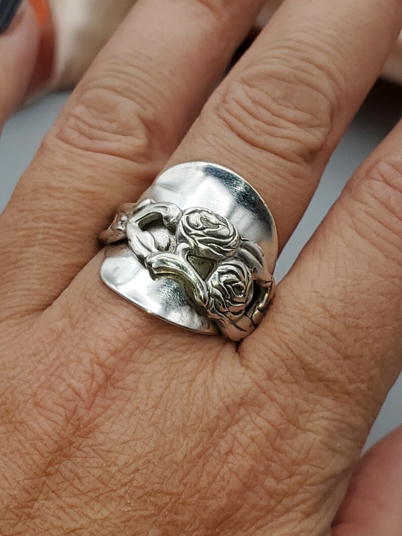 Classic Silver-Plated Nils Johan Sweden Repurposed Flatware Bypass Ring, Vintage Upcycled Spoon Ring, Bohemian Wrap Ring image 10