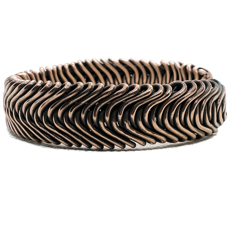 Twisted wire copper adjustable woven bracelet, handmade unisex heavy gauge copper jewelry, solid copper, men's copper cuff, adjustable cuff image 5