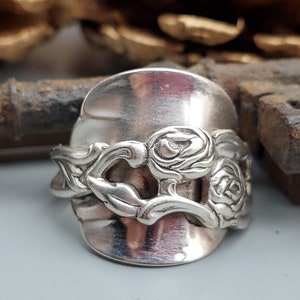 Classic Silver-Plated Nils Johan Sweden Repurposed Flatware Bypass Ring, Vintage Upcycled Spoon Ring, Bohemian Wrap Ring image 2
