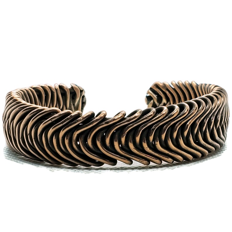 Twisted wire copper adjustable woven bracelet, handmade unisex heavy gauge copper jewelry, solid copper, men's copper cuff, adjustable cuff image 3