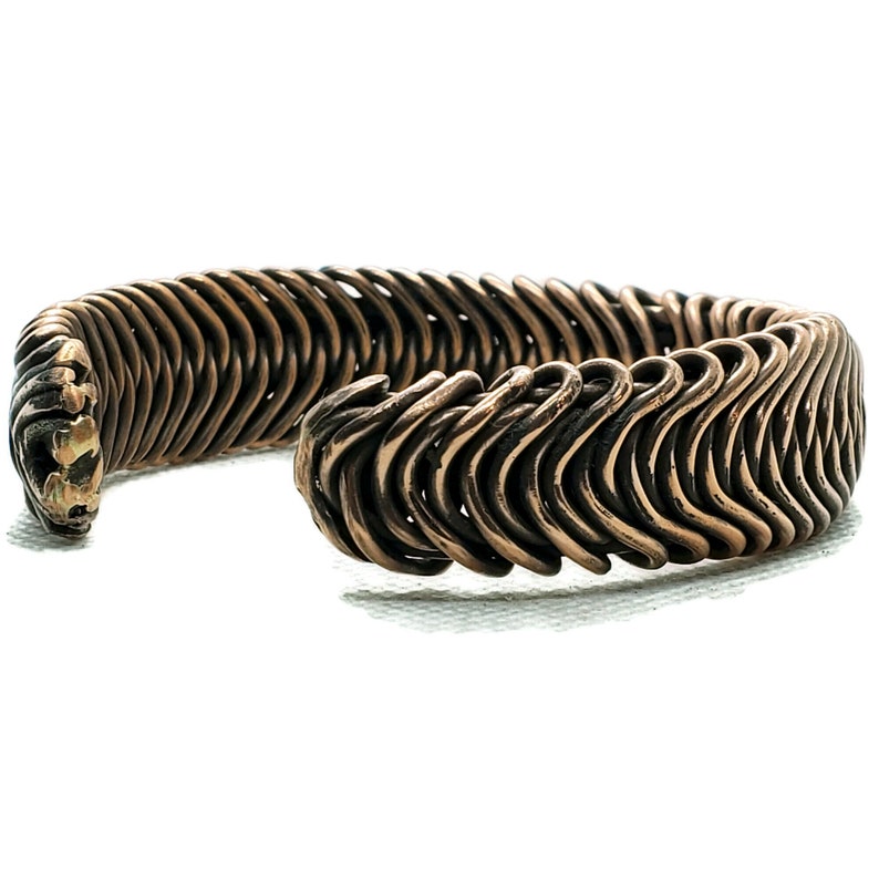 Twisted wire copper adjustable woven bracelet, handmade unisex heavy gauge copper jewelry, solid copper, men's copper cuff, adjustable cuff image 7