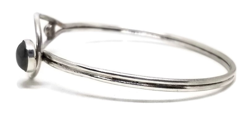 Graceful Sterling and Blue Labradorite Bangle
