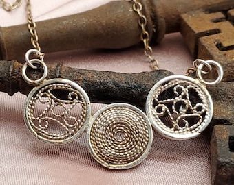 Handmade Sterling Silver .925 Filigree Pendant, Circle Geometric Necklace, delicate necklace