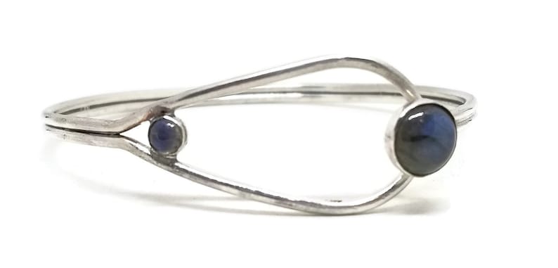 Graceful Sterling and Blue Labradorite Bangle