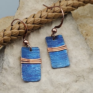 Lightweight Textured Titanium and Copper earrings