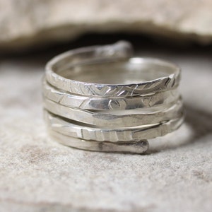 Sterling Silver Multi-textured Wrap Ring Adjustable Silver - Etsy