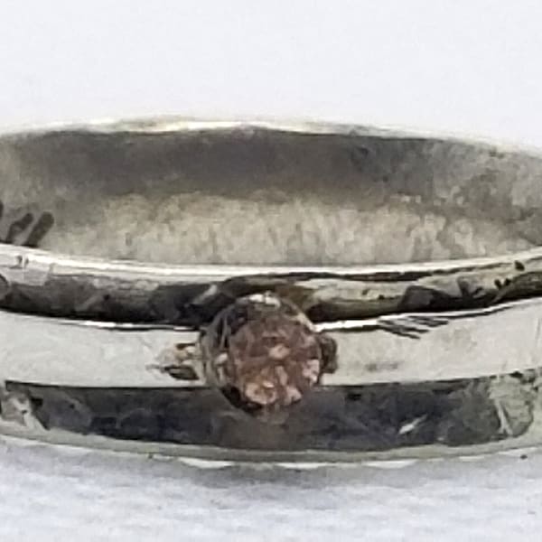 Bague ultra fine en argent sterling et CZ, bague discrète, anneau agité, bague puzzle, aide à l'anxiété, aide au SSPT, anneau pour le pouce