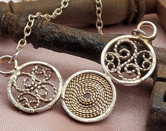 Handmade Sterling Silver .925 Filigree Pendant, Circle Geometric Necklace, delicate necklace