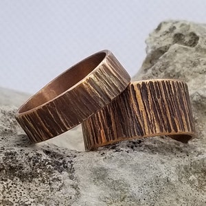 Simple Textured Copper Ring, Men's copper ring, unisex copper band, men's rustic jewelry personalized gift for husband, simple ring for man