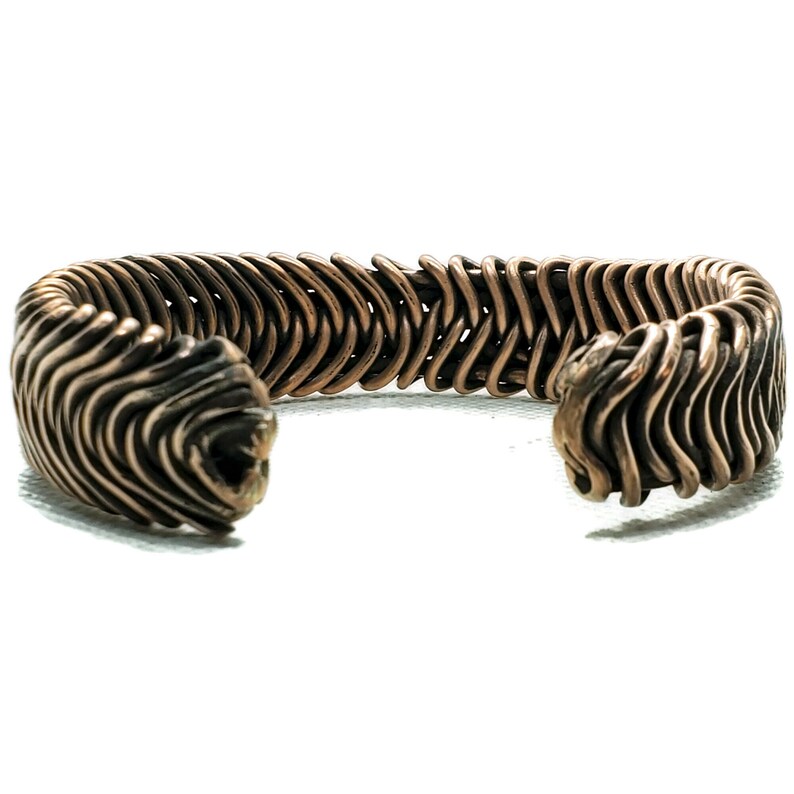 Twisted wire copper adjustable woven bracelet, handmade unisex heavy gauge copper jewelry, solid copper, men's copper cuff, adjustable cuff image 6