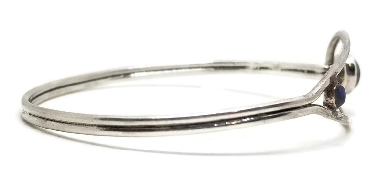 Graceful Sterling and Blue Labradorite Bangle