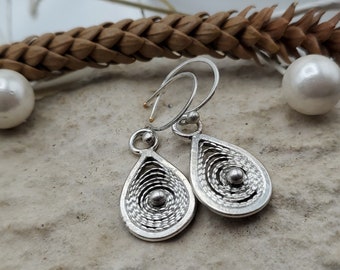 Handmade Fine Silver .999 Filigree Teardrop Earrings,