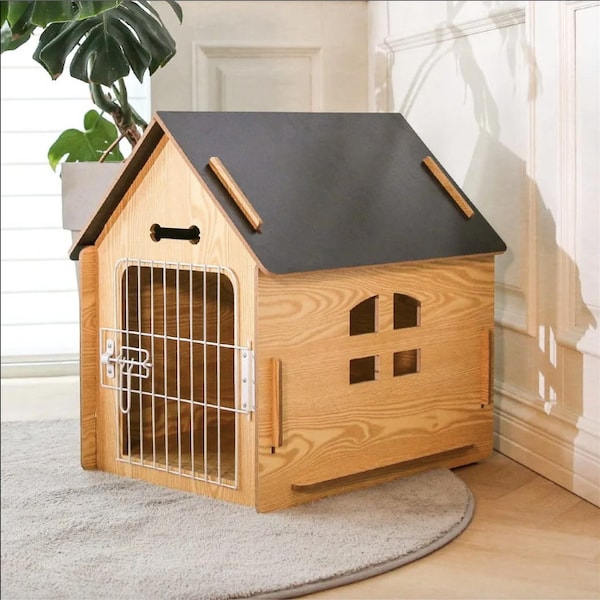 Doghouse Comfortable Wooden Design Dog House for Dogs Small Indoor Bed Room Dog Cave With Vents and Raised Floor for Warmth Cage