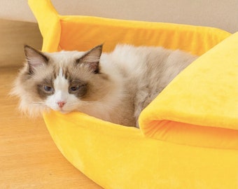 Banana Cat Bed House Funny Cute Cozy Cat Mat Beds Warm Durable Portable Pet Basket Kennel Dog Cushion Cat Supplies Multicolor