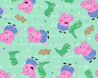 Boy Pig Seamless File, Dinosaur, boys file, gender neutral, Repeating, Digital Paper, Custom Fabric Printing, Custom Clothing