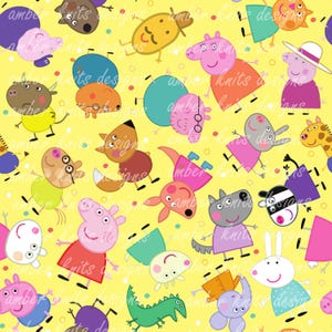 Archivo sin costuras de cerdito femenino, arte repetido por sublimación, impresión de tela personalizada, cerdito niño, creaciones de tela personalizadas para niños, tela divertida, costura