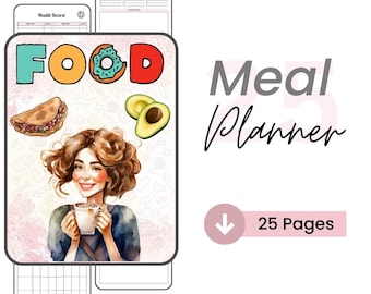 Planificador de comidas y lista de compras / Lista de compras / Preparación de alimentos / Planificador de comidas digital imprimible / Planificación de comidas / Planificador digital