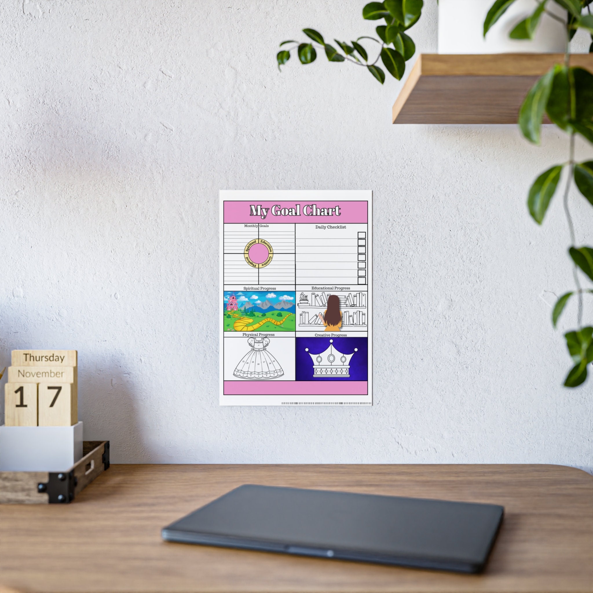 Monthly Goal Chart Gloss Poster Princess Theme - Etsy