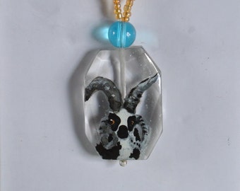 Clear Crystal Jacob's Sheep Necklace-Hand Painted