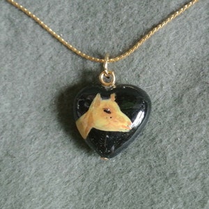 Nigerian Dwarf Blackstone Heart Necklace-Hand Painted