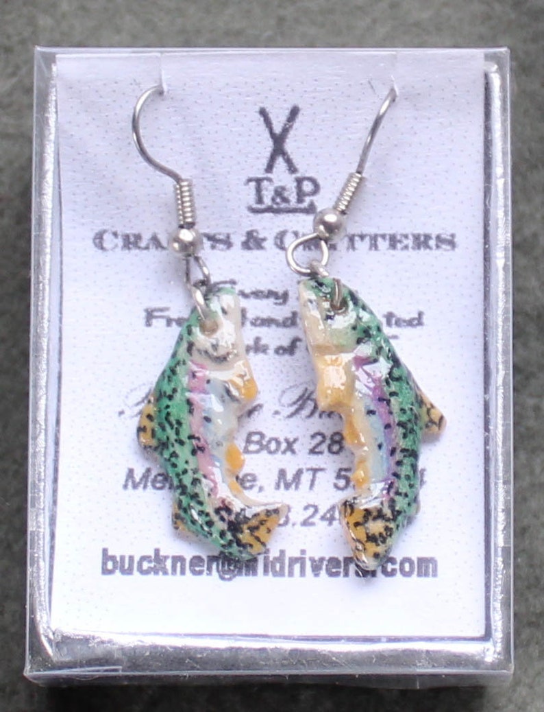 Rainbow Trout Bone Earringshandmade Sculpted Recycled Hand Etsy
