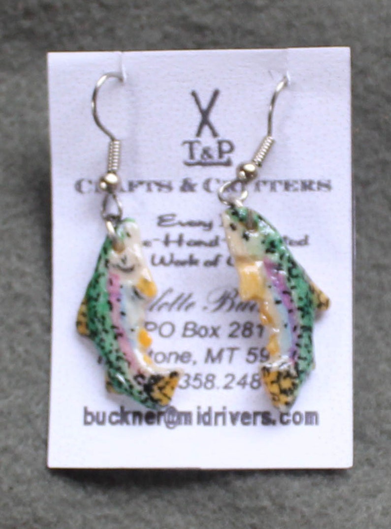 Rainbow Trout Bone Earringshandmade Sculpted Recycled Hand Etsy