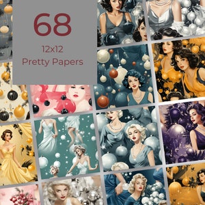 12x12 Digital Pretty Papers Hollywood Glamour Baubles SVG, JPEG, PNG
