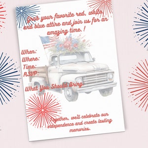 4th of July Theme Invitation 5x7
