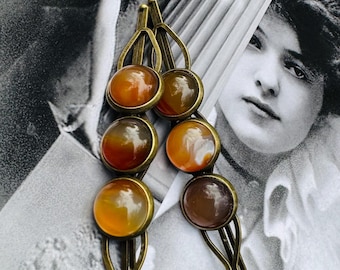 Carnelian Hairpins - Set of 2 Vintage Style Gemstone Hair Clips