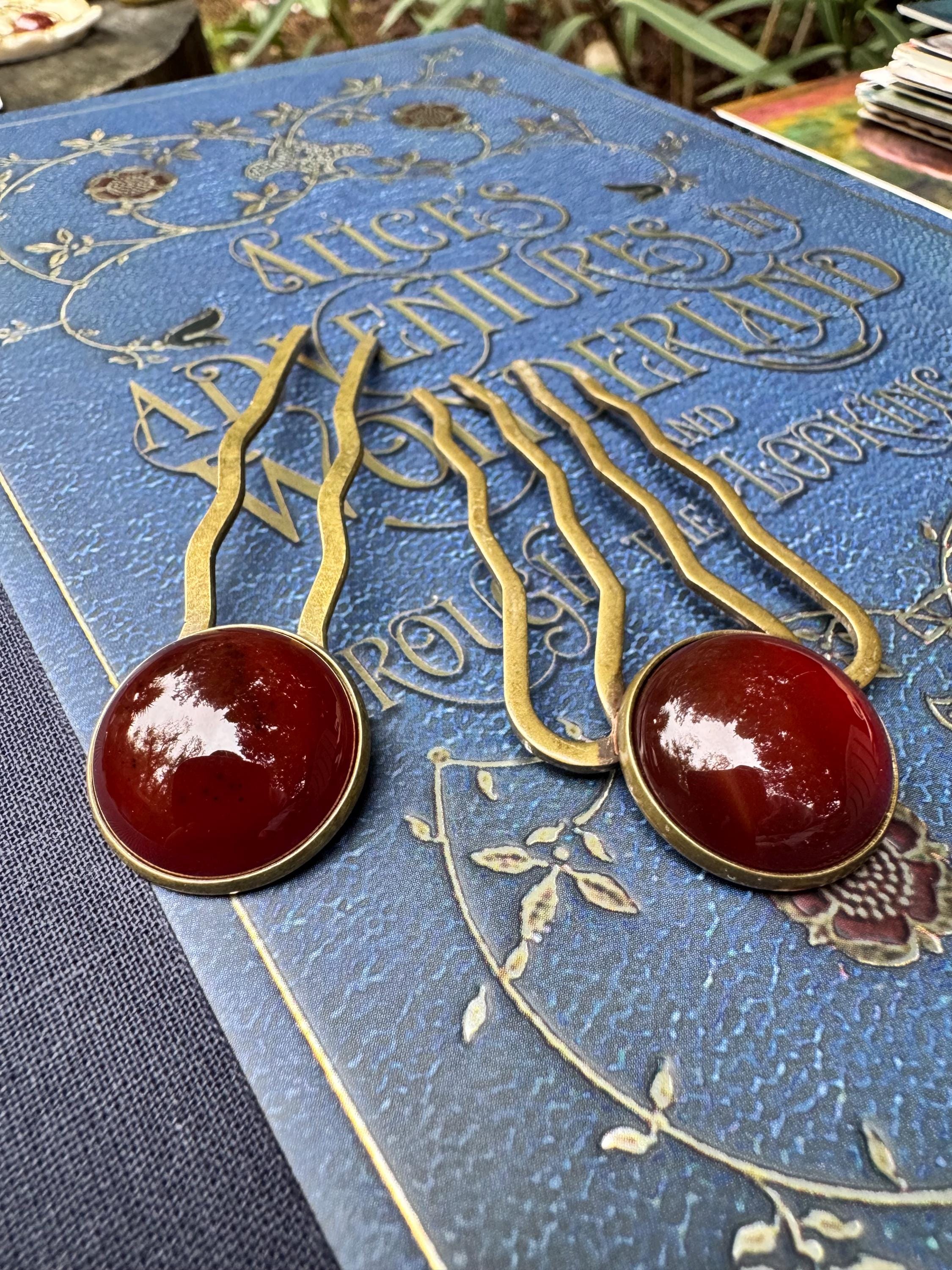 Vintage | Hairstick | Vintage Hairstick with Carnelian Stone Carnelian Hair Stick - Etsy main image 4