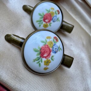Vintage Floral Limoges Porcelain Hair Clips - Bridal Hair Clip Set - Cottagecore Accessories immagine 3