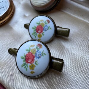 Vintage Floral Limoges Porcelain Hair Clips - Bridal Hair Clip Set - Cottagecore Accessories immagine 5