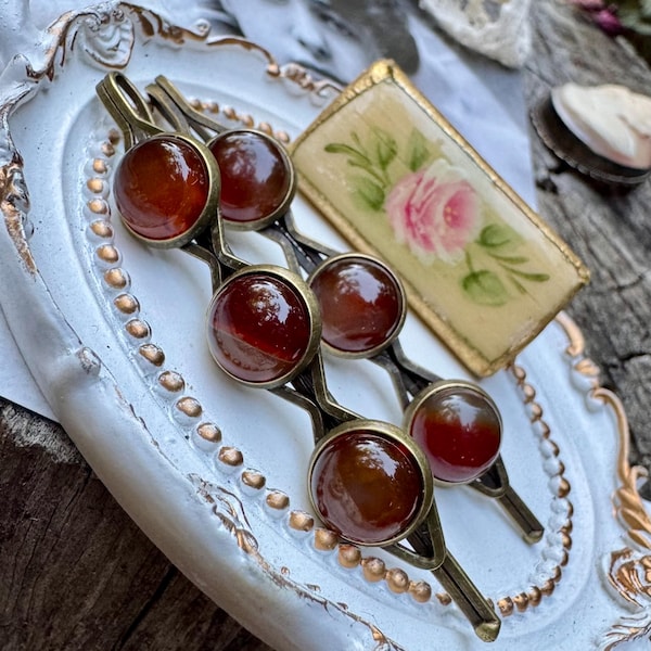 Carnelian Hairpin Set - Natural Gemstone Bobby Pins