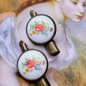 Vintage Floral Limoges Porcelain Hair Clips - Bridal Hair Clip Set - Cottagecore Accessories immagine 2