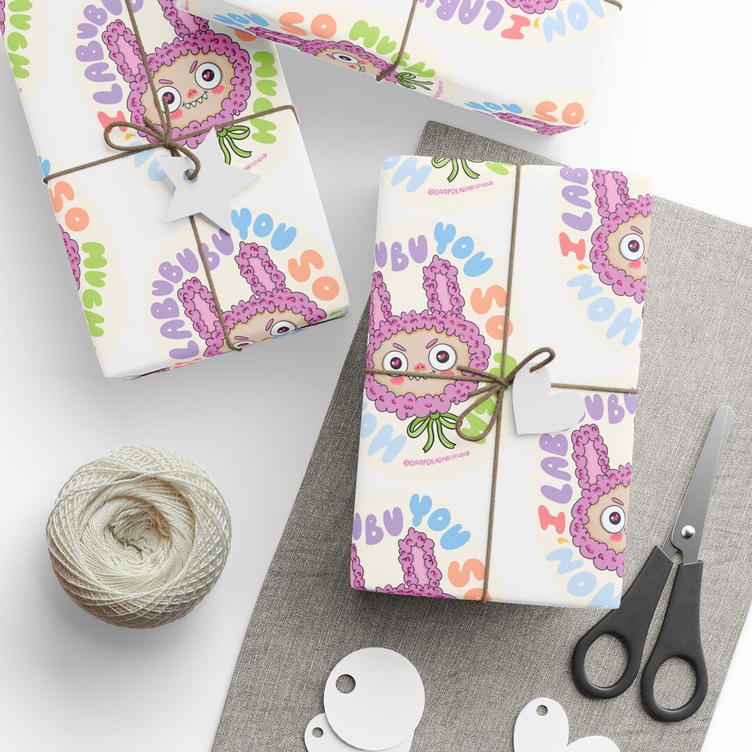 Labubu Wrapping Labubu Character Wrapping Paper | Kids Birthday Gift - Etsy