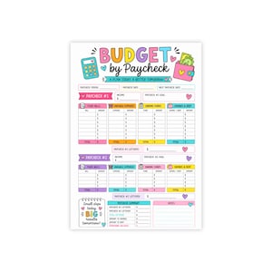 Budget by Paycheck Planner Notepad — Colorful Weekly Paycheck Budgeting Sticky Notes