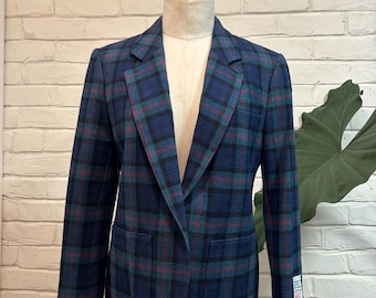 1970’s Vintage Blue Wool Tartan Pendleton Blazer