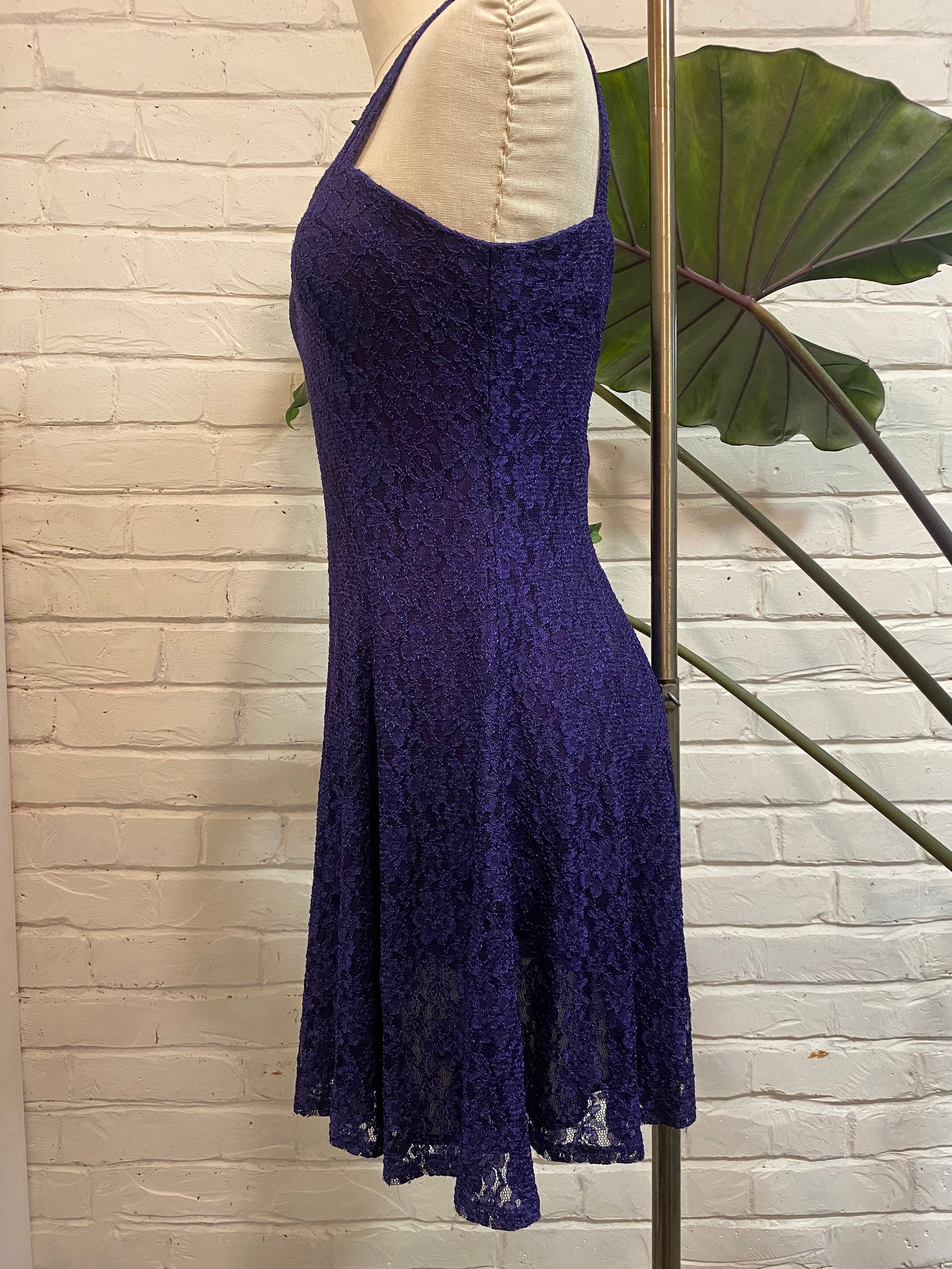 Vintage 1980s Purple Gold Sequin Mini Dress
