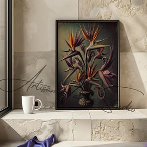 Digital Print Birds of Paradise Plant Decor Wall Art Living Room Dining Room Interior Decoration | Version 1