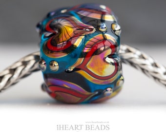 SRA Lampwork Big Holed Charm Glass Bead 4.8mm hole. Beautiful Lustre Glass. Made to Order. Fits all Charm Bracelets.