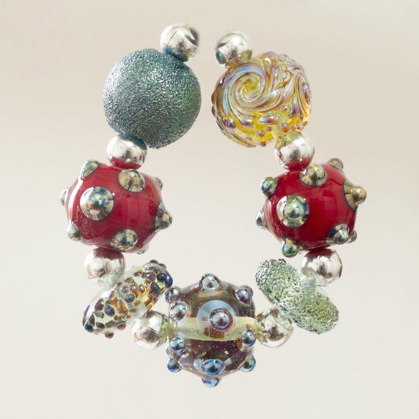 Sale -  Handcrafted Lampwork Glass Bead Set by Clare Scott SRA