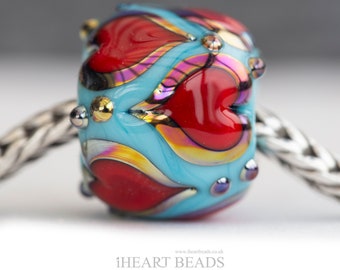 SRA Lampwork Big Holed Charm Glass Bead 4.8mm hole. Beautiful Lustre Glass. Made to Order. Fits all Charm Bracelets.