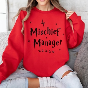 Mischief Manager Crewneck Sweatshirt, Potter Wizarding World Gilman 18000, I Solemnly Swear Marauders Map, Gift for Mom Manager, Momager