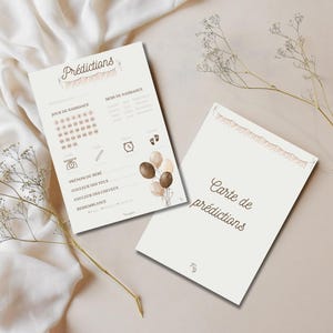 Printable birth prediction card / baby prediction card for baby shower or gender reveal in French - Champêtre
