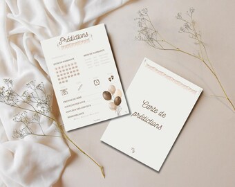 Carte pronostics naissance à imprimer / carte prédiction bébé pour baby shower ou gender reveal en français - Champêtre