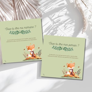 Carte parrain-marraine - Les Animaux De La Forêt - texte français